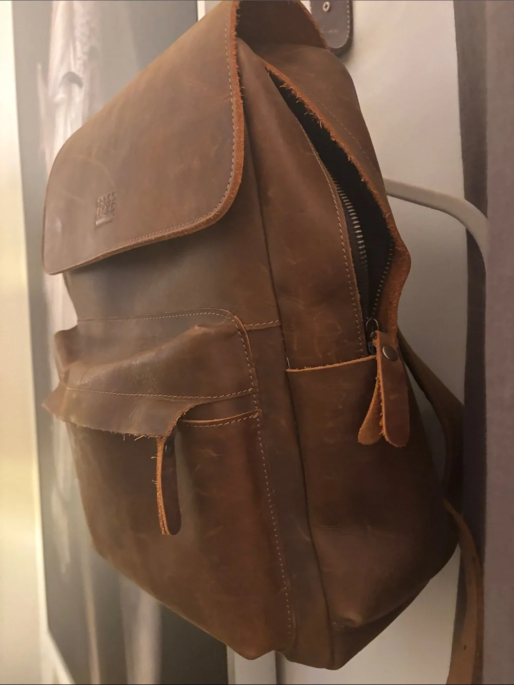 Brown Leather Backpack - Classic Men's Rucksack